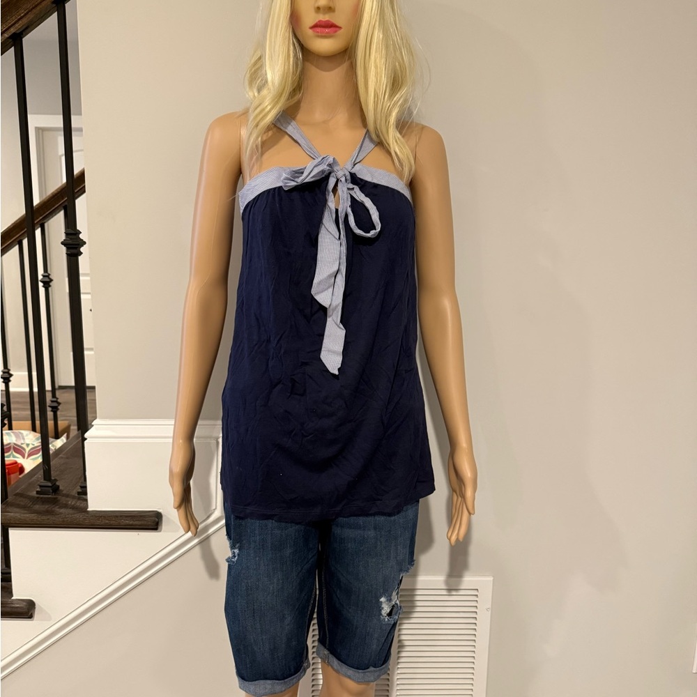 GAP Blue Tank Top with adjustable blue/white stripe halter neck